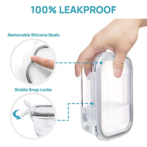 8 Pack Glass Food Storage Containers with Airtight Lids (8 Count)