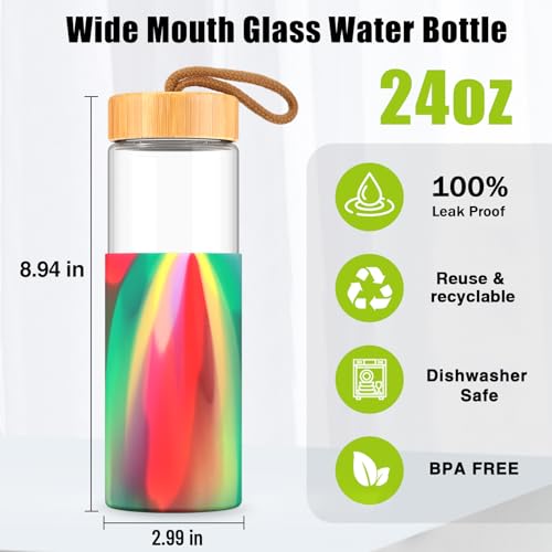24 oz Glass Water Bottles with Lids