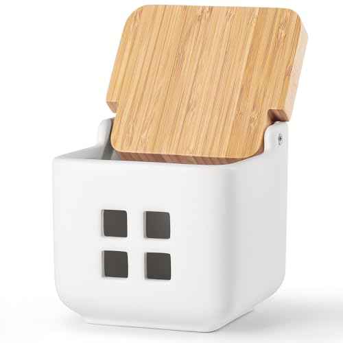 Ceramic Garlic Keeper with Bamboo Lid