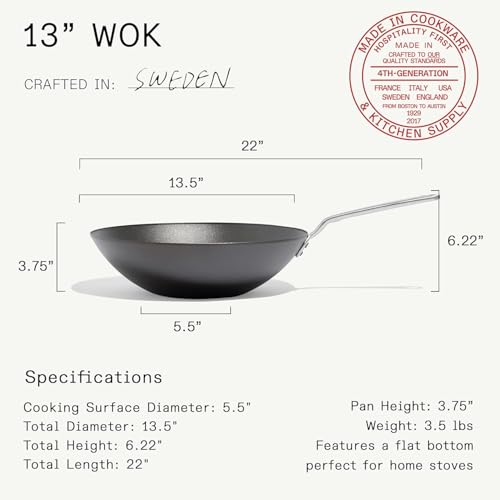 Cookware 13" Seasoned Carbon Steel Wok