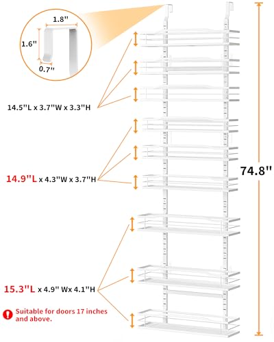 White 9 Tier Over The Door Pantry Organizer