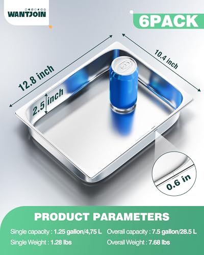 Stainless Steel Steam Table Hotel Pan Set 1 (6 Count)