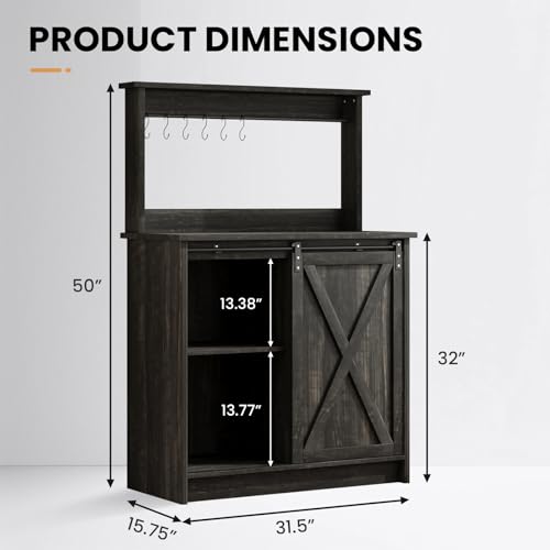 31" Farmhouse Coffee Bar Cabinet with Storage Hutch