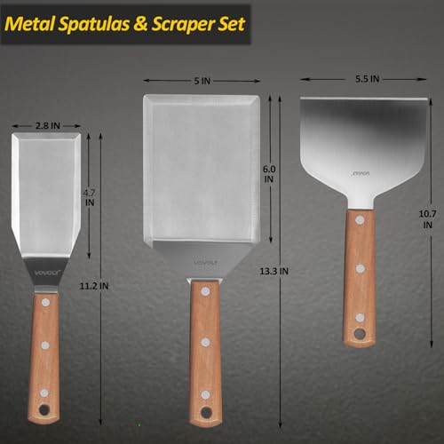 Stainless Steel Metal Spatula Set For Griddle (3 Count)