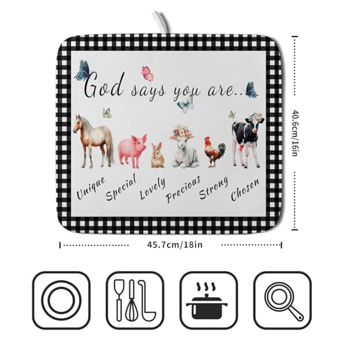 Farmhouse Animals Dish Drying Mat