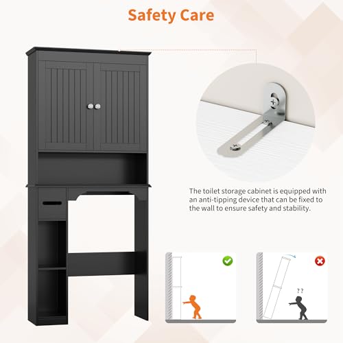 23.6 Inches Wide Toilet Rack with Over The Toilet Storage Cabinet