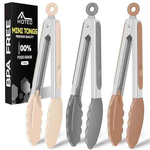 Mini Silicone Kitchen Tongs for Cooking (3 Count)
