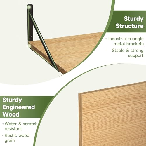 16W x 12D Deep Floating Shelves Set of 4 Oak (4 Count)