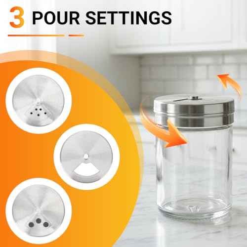 6 Pack 1.7oz Salt Shakers Adjustable Metal Lids (6 Count)