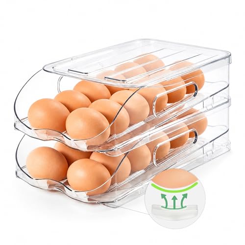 24 Egg Holder for Fridge with Silicone Bumpers