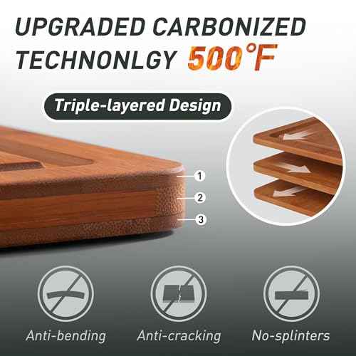 Bamboo Cutting Board Set Non Slip Feet with Holder Over Sink Best Grandpa Grandfather Elder Men Father Day Grandparents Great Papaw Peepaw Pawpaw Granddad Happy Birthday Christmas Unique Cool Gifts (5 Count)