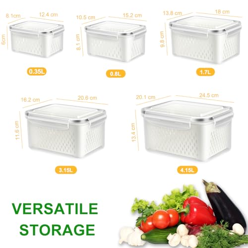 5 Pack Fruit Storage Containers for Fridge Berry Keeper Produce Saver (5 Count)