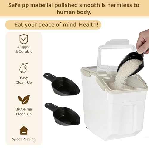50 Pound Large Food Grade Container for Rice Flour Sugar (2 Count)