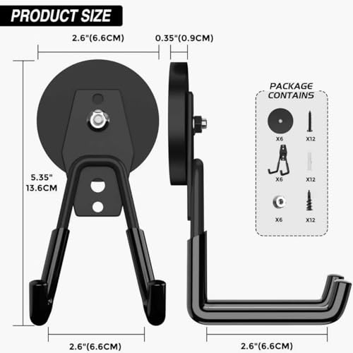 6 Pack Heavy Duty Storage Magnetic Utility Hooks Large Garage Strong Extra Magnet Hooks Hanger with Anti (6 Count)