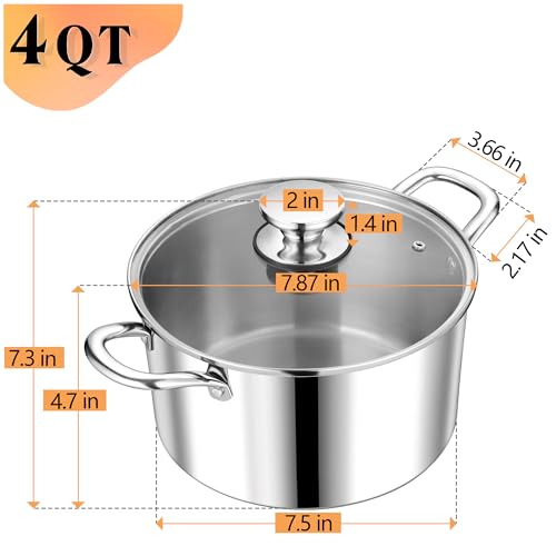 4 Quart Tri Ply Stainless Steel Stock Pot
