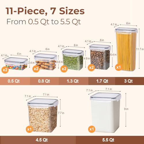 Airtight Food Storage Containers with Lids 7size 11Pack (11 Count)