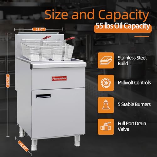 Commercial Gas Floor Fryer with 2 Baskets