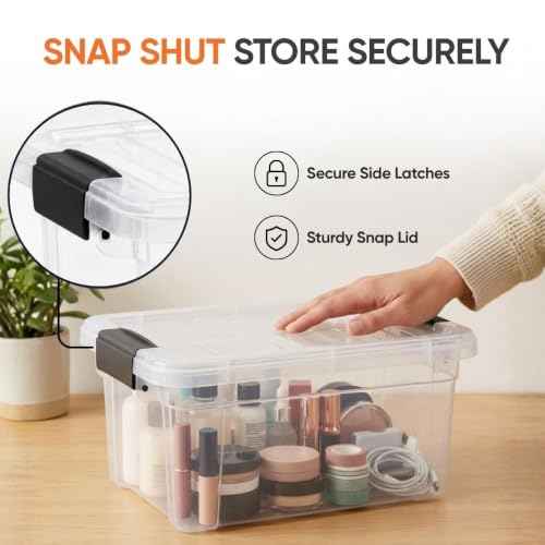 3.4 Quart Clear Plastic Storage Boxes with Lids