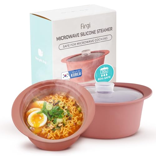 27oz Platinum Silicone Microwave Steamer Pot with Handle & Lid
