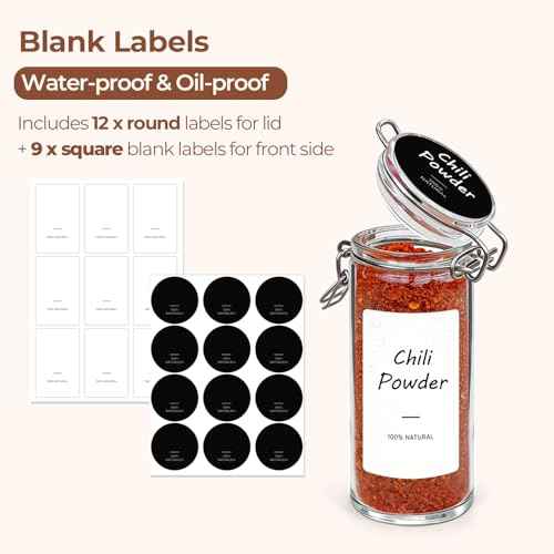 Small Glass Spice Jars with Airtight Lids 4oz 6 Pack with Labels (6 Count)