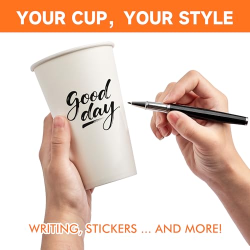 100 Pack 16 oz Disposable Coffee Cups with Lids and Sleeves (100 Count)