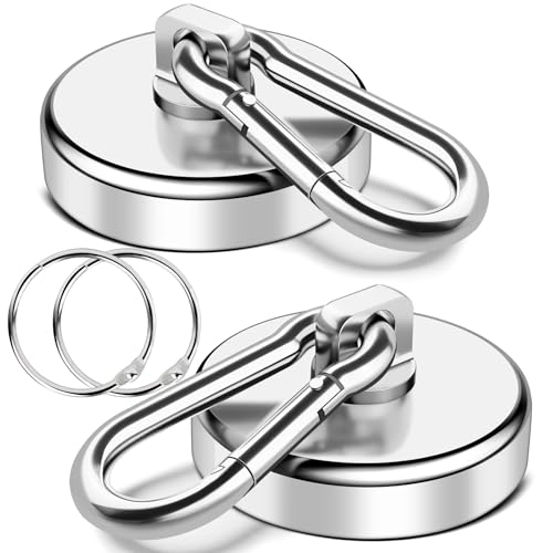 200Lbs Magnetic Carabiner Hook 2 Pcs Strong Magnetic Hooks Heavy Duty (2 Count)