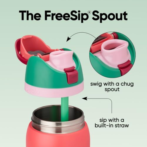 FreeSip Stainless Steel Water Bottle 32 oz Strawberry Fields