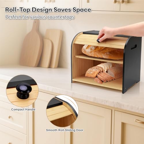 Bamboo Bread Box for Kitchen Countertop