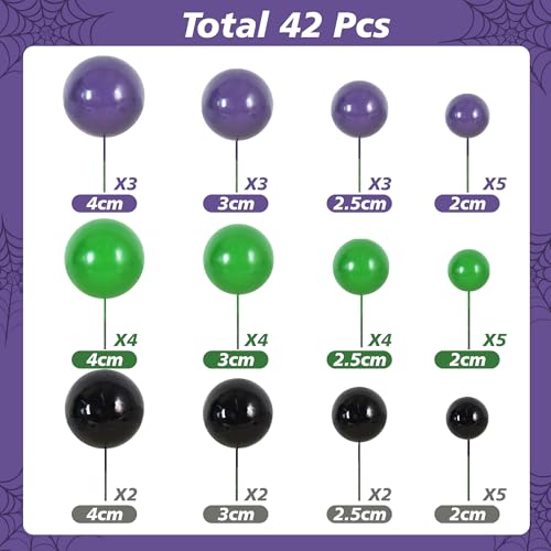 40 Pcs Foam Ball Cake Toppers with Sticks Mini Cake Decorations for Birthdays (40 Count)