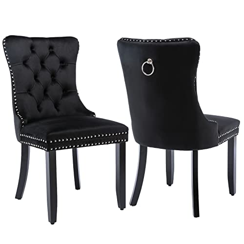 Black Velvet Dining Chairs Set of 2 (2 Count)