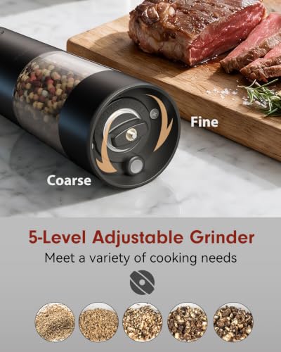 Larger Capacity Rechargeable Electric Salt and Pepper Grinder Set