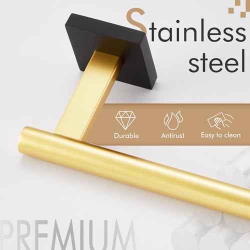 Bathroom Towel Bar Hand Towel Holders Wall Mount Toilet Kitchen Cabinet Paper Holder Stainless Steel Bath Hardware Black with Gold