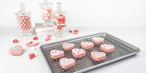 Bakeware Quarter Sheet Baking Pan and Bakeable Nonstick Cooling Rack Set