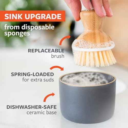 Bubbly Palm Brush & Ceramic Soap Dispenser