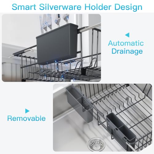 Gray Dish Drying Rack in Sink