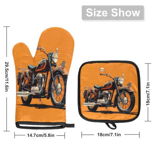 Motorcycle Theme Oven Mitts and Pot Holders Sets (2 Count)