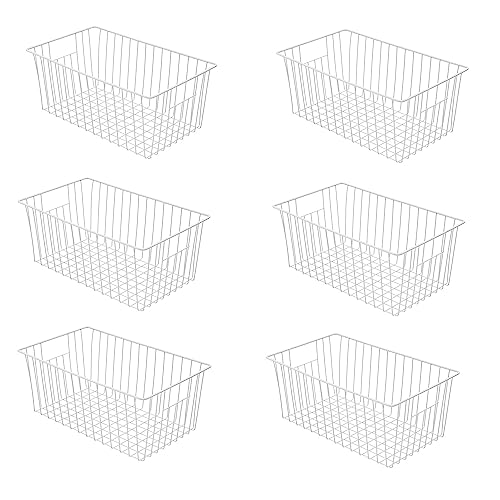 16Lx12Wx6H inch Wider Freezer Organizer Baskets Container (6 Count)