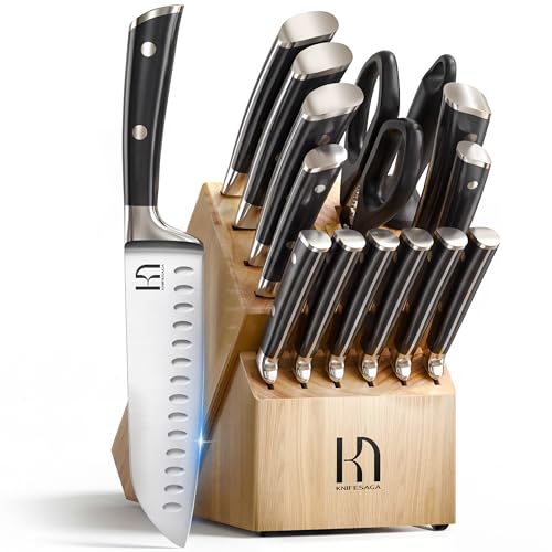Japanese 15 pc Kitchen Knife Block Set (15 Count)