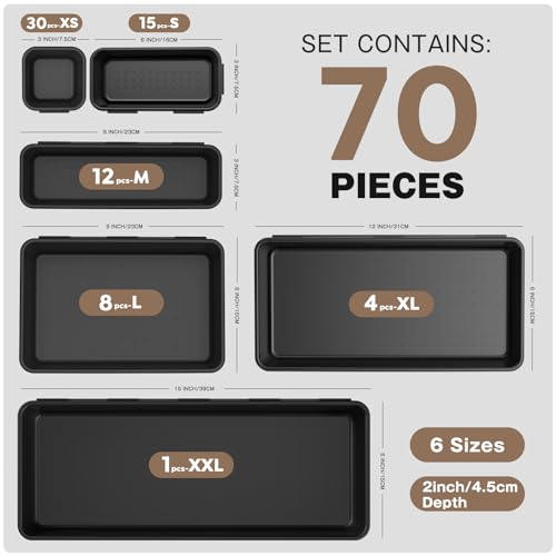 pcs 𝟲𝗦𝗶𝘇𝗲】 Tool Box Organizer and Storage drawer organizer (70 Count)