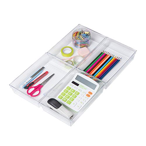 Clear Plastic Drawer Organizer Tray for Vanity Cabinet (4 Count)