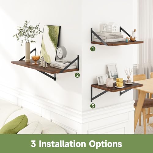 16W x 12D Deep Floating Shelves Set of 4 Natural (4 Count)