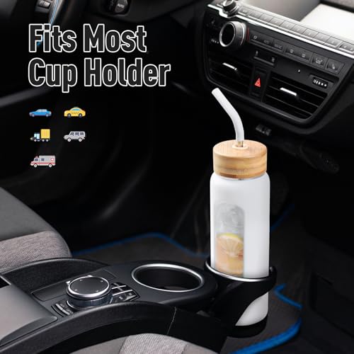 24oz Glass Water Bottle with Straw and 2 Lids