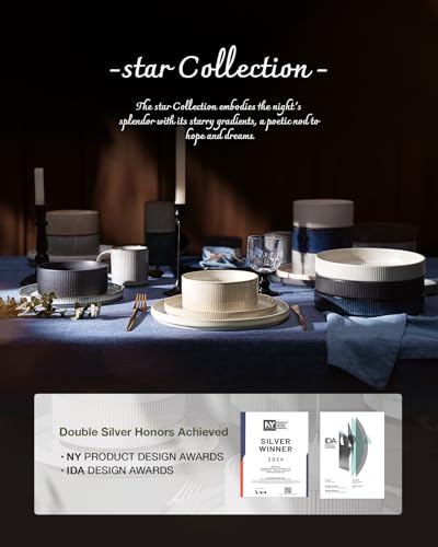 Plates and Bowls Set with Rim (12 Count)