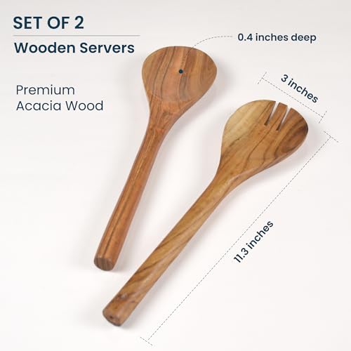 The Fine Living Co. Acacia Salad Servers