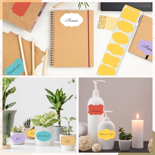 White Labels 250 PCS 3" x 2" Fancy Shape Stickers for Storage Box or Food Jars