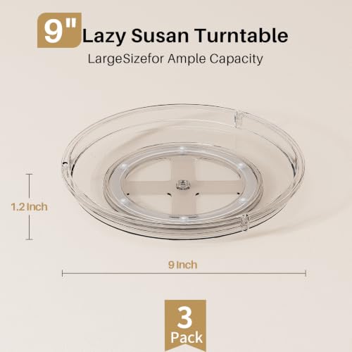 3 Pack 9'' Lazy Susan Organizer Turntable for Cabinet