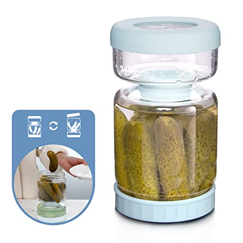 Glass Pickle Jar with Strainer Flip (34 Ounce)