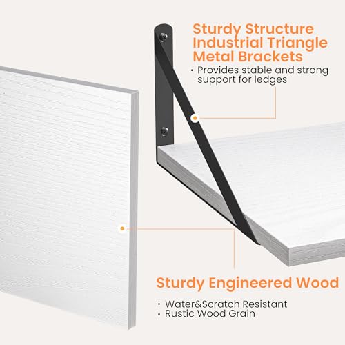 16W x 12D Deep Floating Shelves Set of 2 White