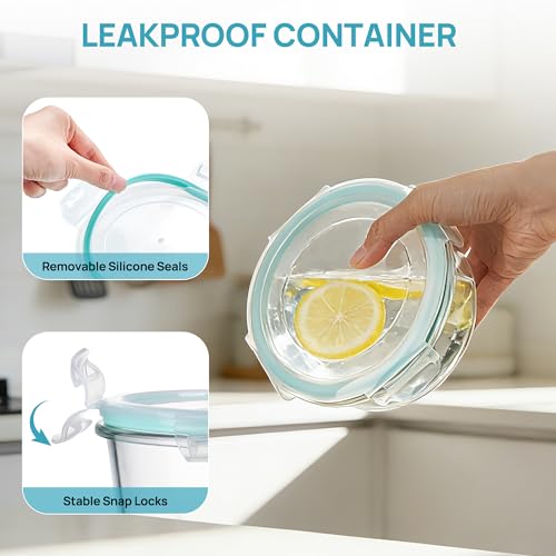 5Pack 22oz Glass Storage Containers with Lids (5 Count)