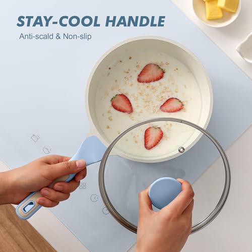 Ceramic Nonstick Saucepan with Lid 1.5 QT